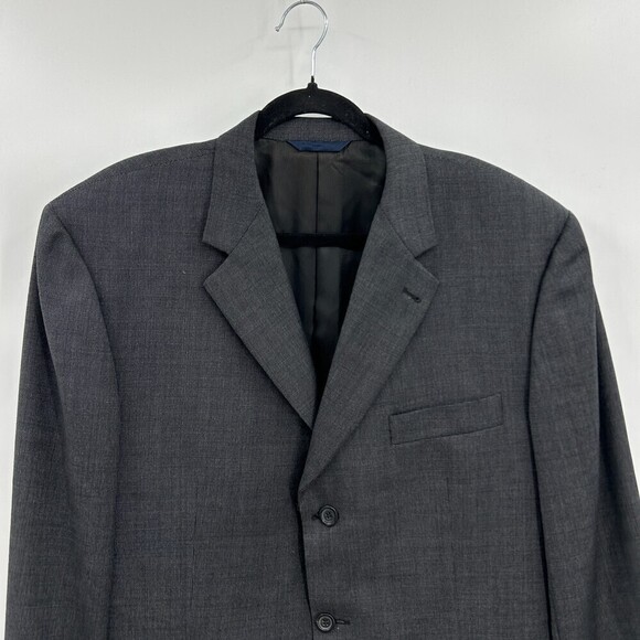 BURBERRY Men's Gray 100% Wool Three Button Blazer Suit Jacket Size 44 Long - Picture 3 of 8